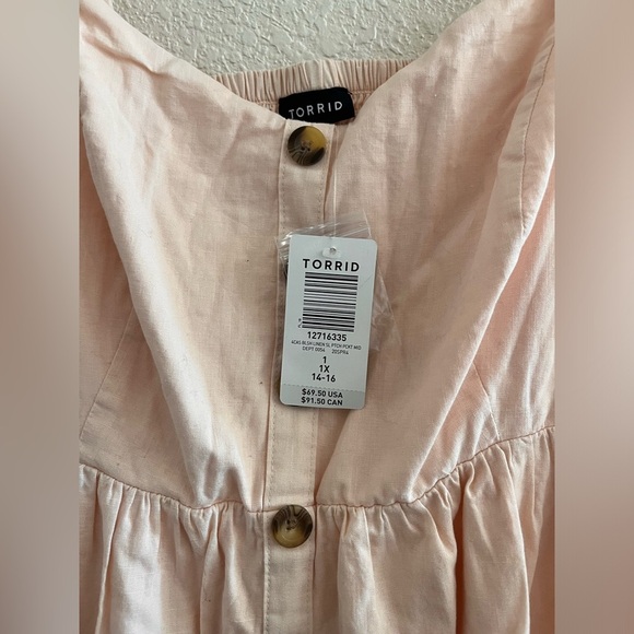 TORRID MID LINEN BUTTON-FRONT DRESS - Picture 7 of 7